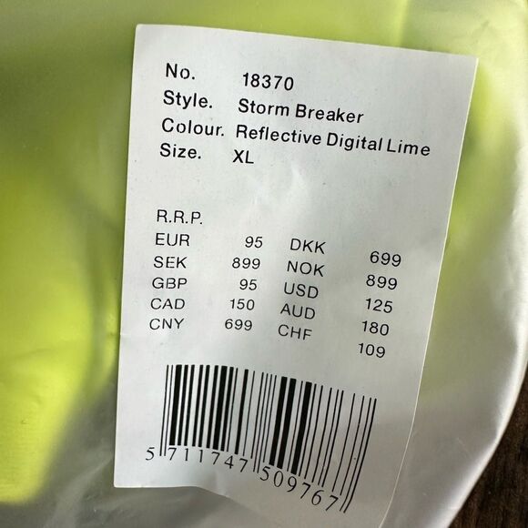 NWT RAINS Unisex Storm Breaker Rain Jacket Reflective Lime Color Full Zip - XL - Picture 3 of 12